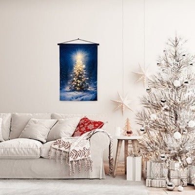 1 x 1.45m USB Lit Christmas Tree Hanging Fabric Banner - Image 3