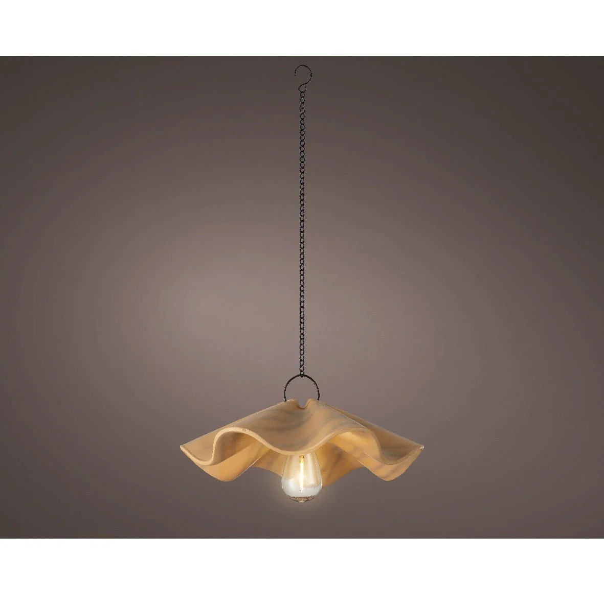 11.5x27cm Terracotta Polyresin Solar Hanging Light