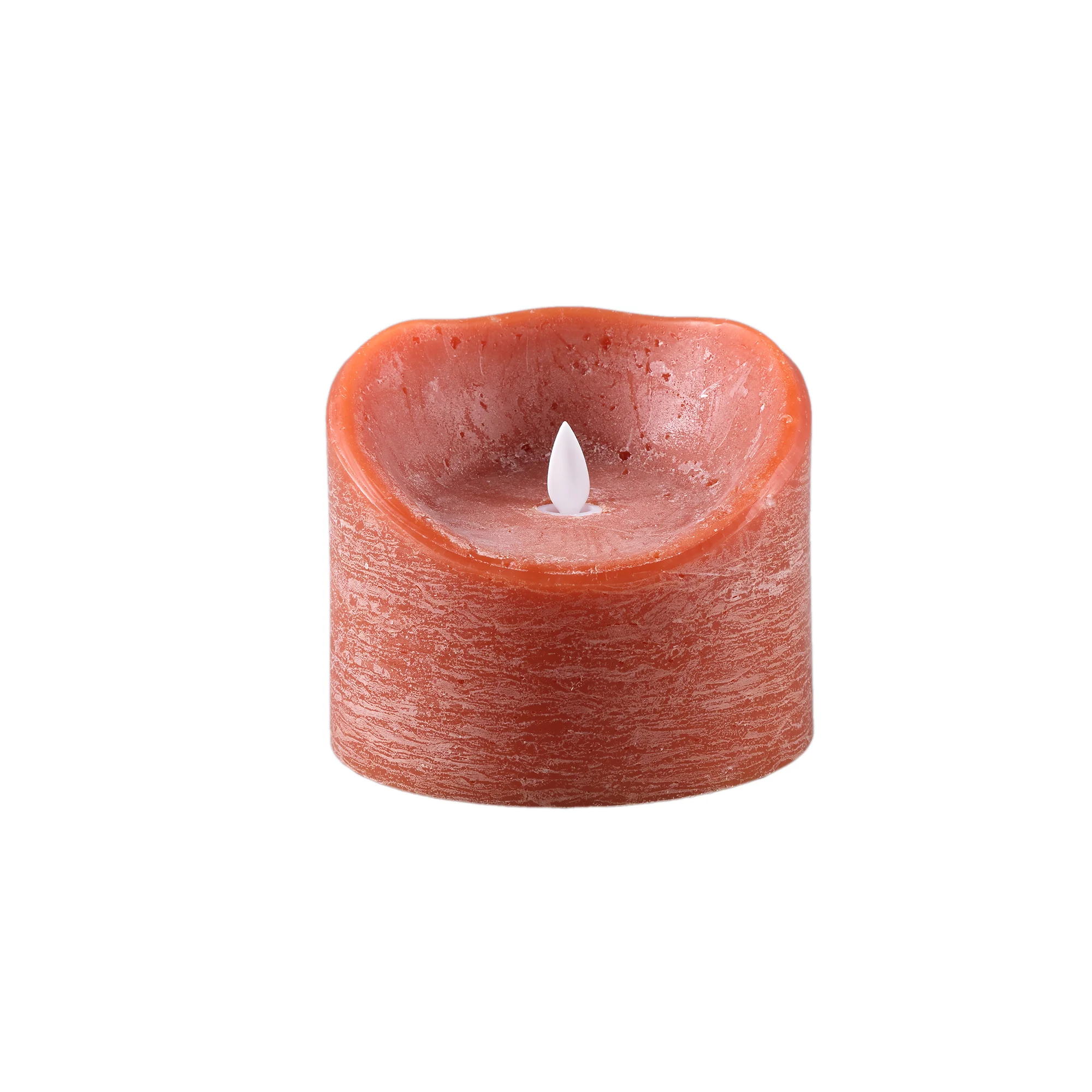 12cm Led Light Candle Rust Orange Moveable Flame