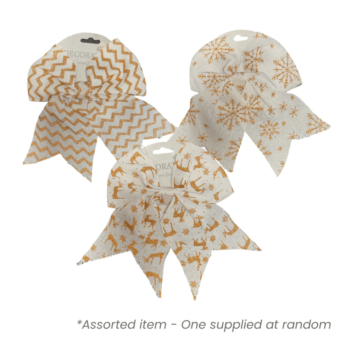 24cm White & Gold Jute Bow*