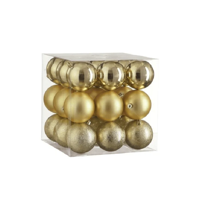 27pc Gold Unbreakable Baubles 8cm