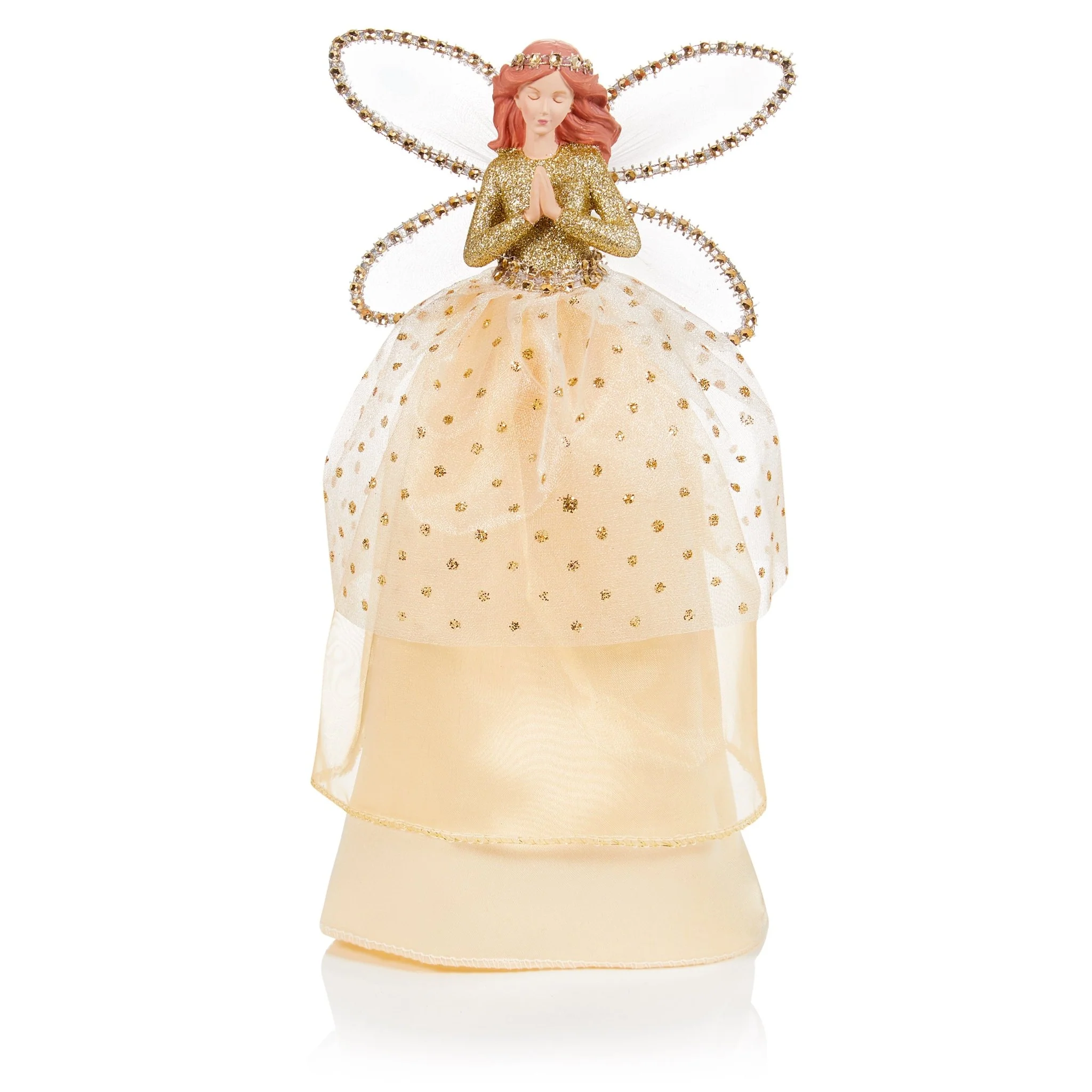 28cm Champagne Gold Angel with Glitter Tree Topper