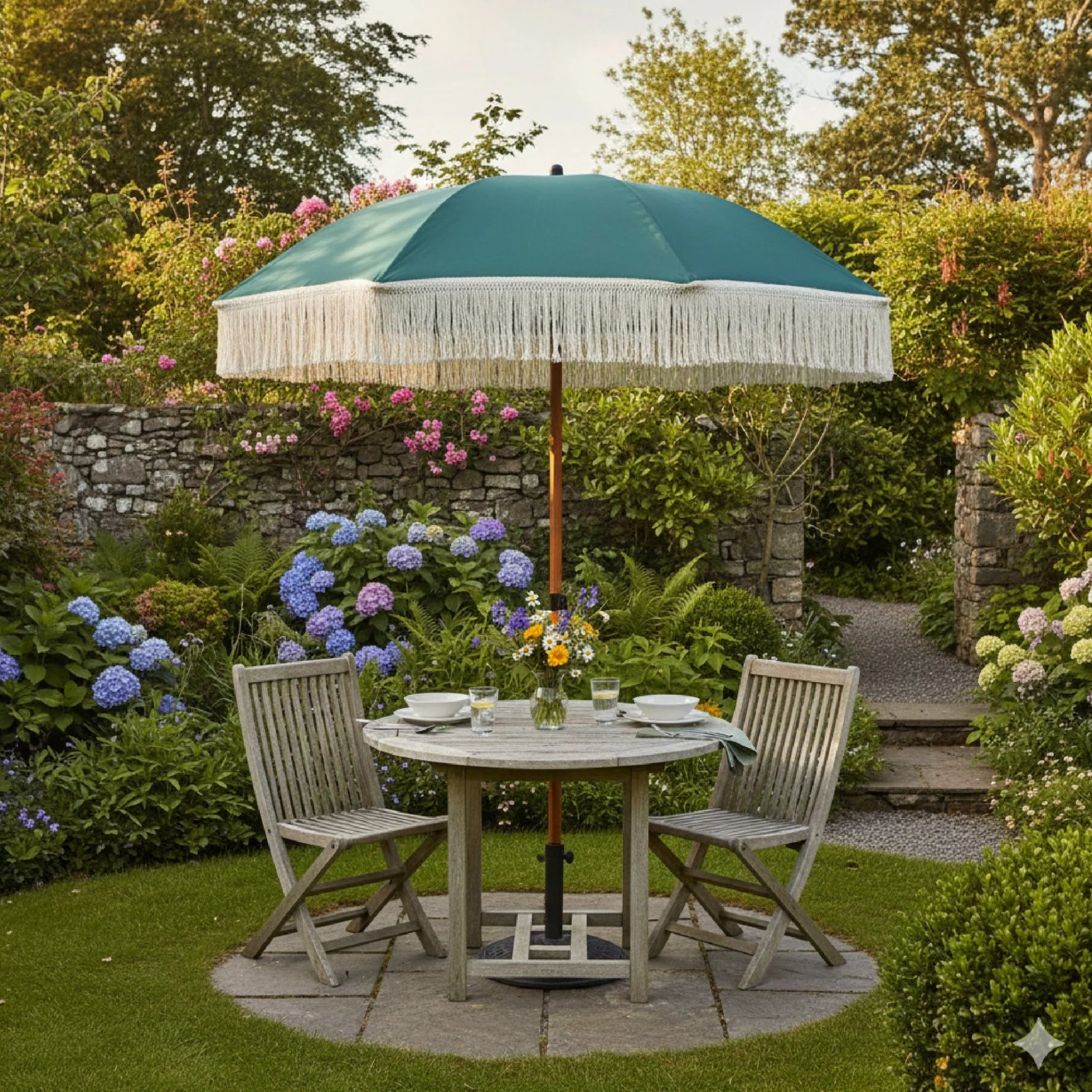 2m Fringed Parasol – Green - Image 2