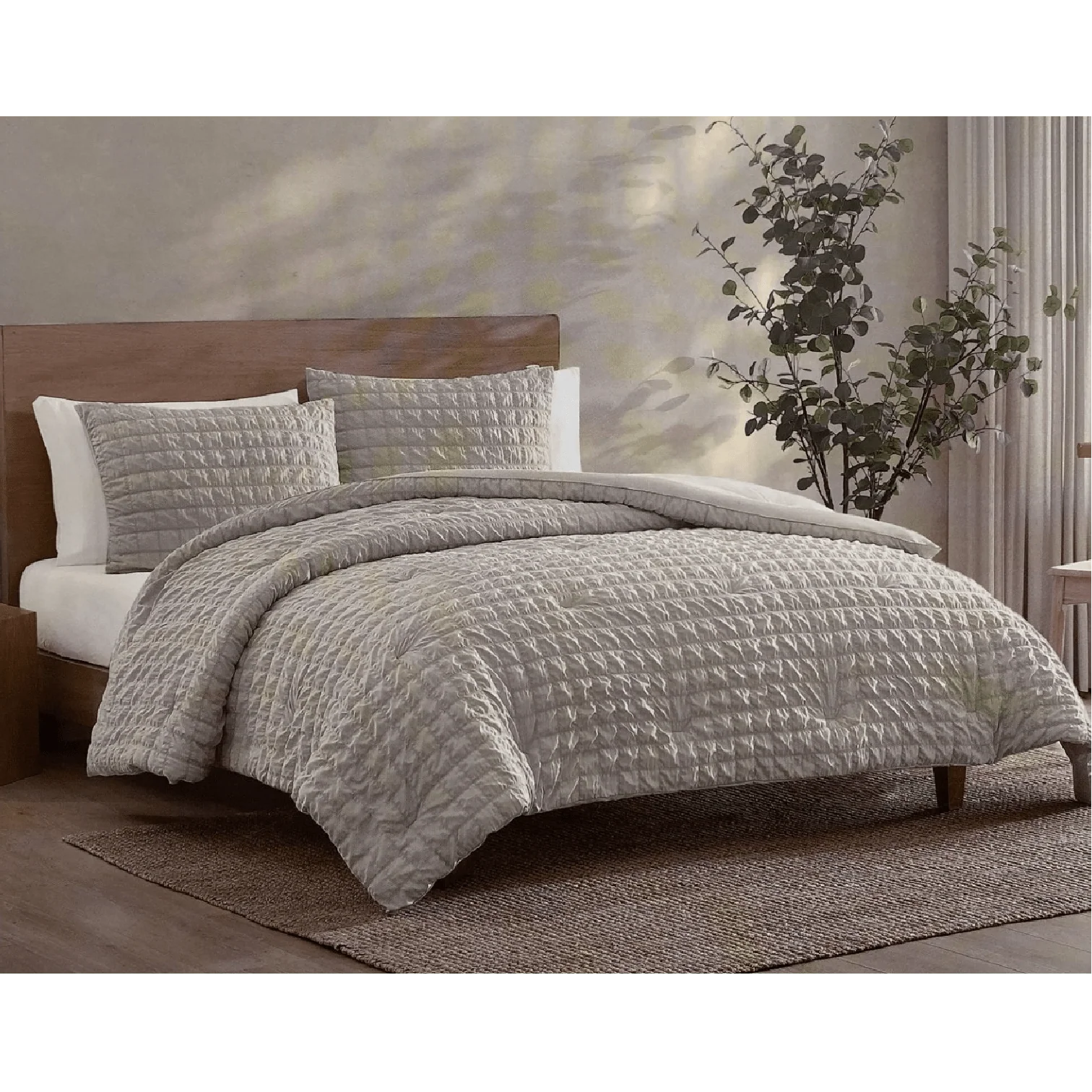 3 Piece Comforter Set Olivia Silver (Grey) - Image 2