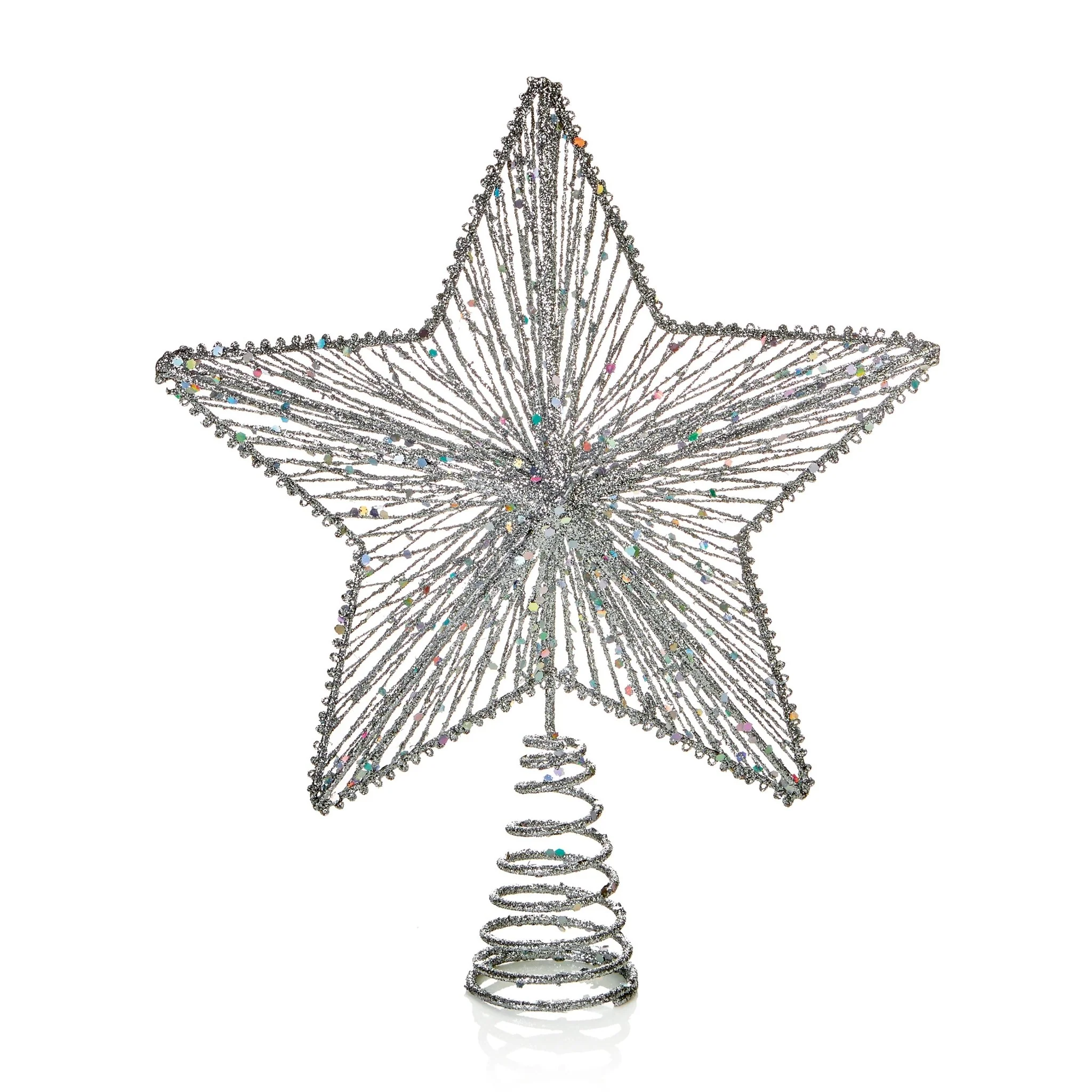 30cm Silver Glitter Star Tree Topper