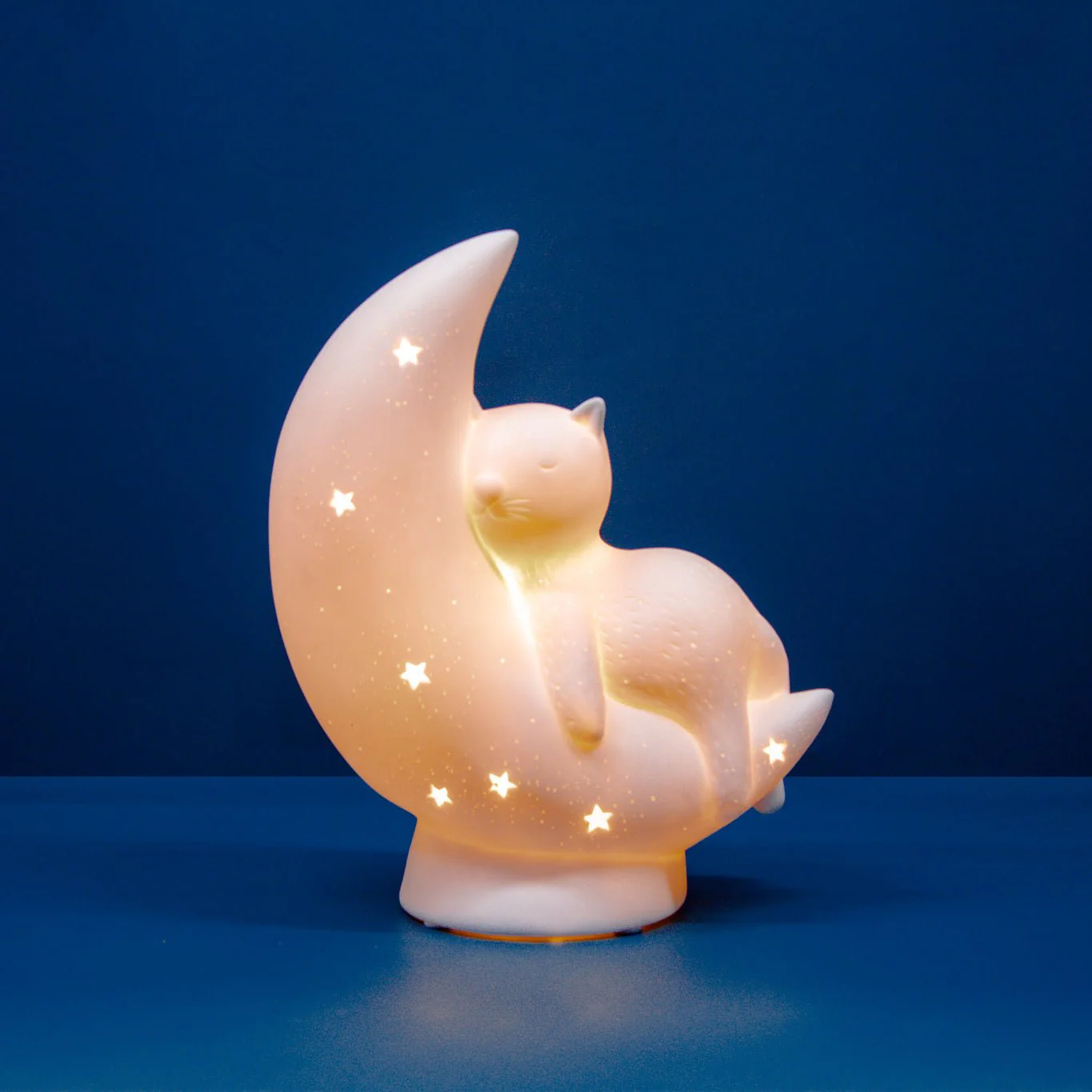 3D Ceramic Cat on the Moon Lamp