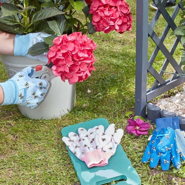 3pk Bees Cotton Grips Garden Gloves Medium Size 8
