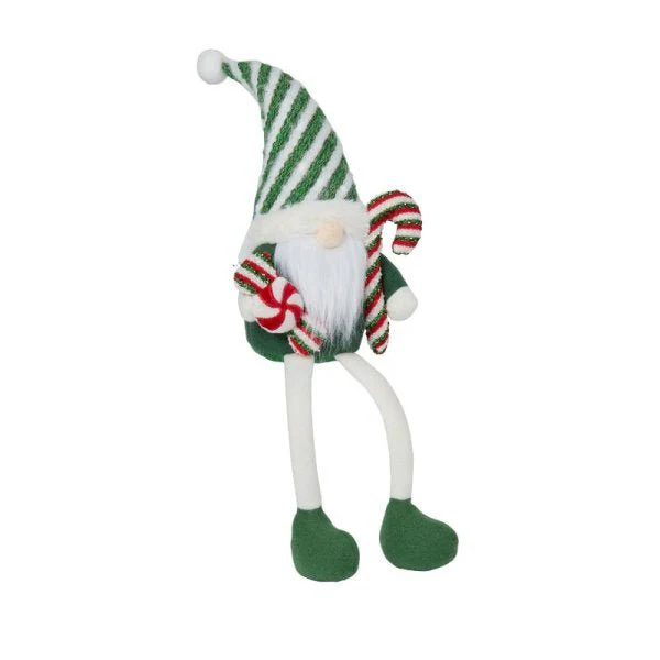 46cm Seated Candy Cane Gonk - Green