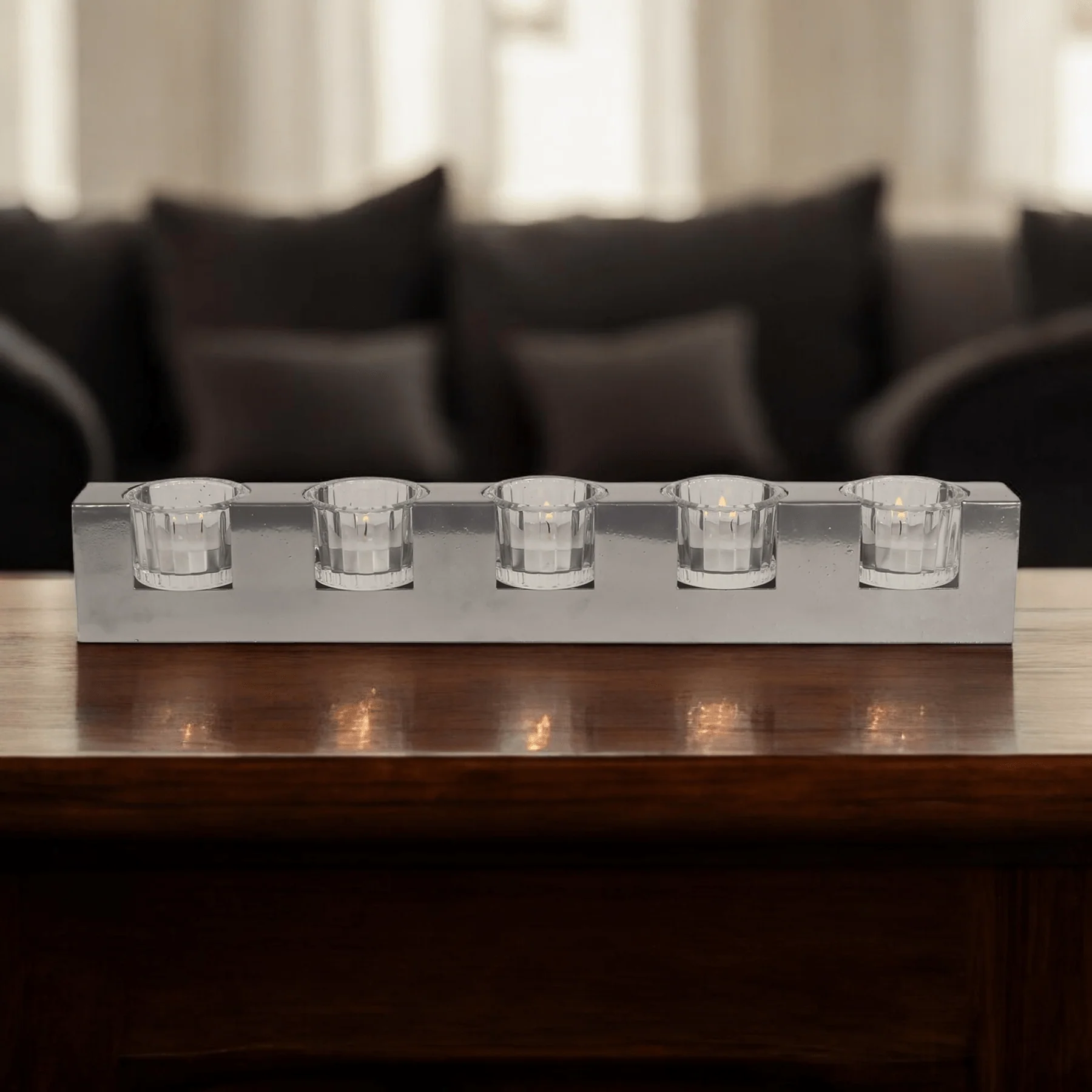 5 Tealight Holder Silver 40cm - Image 2