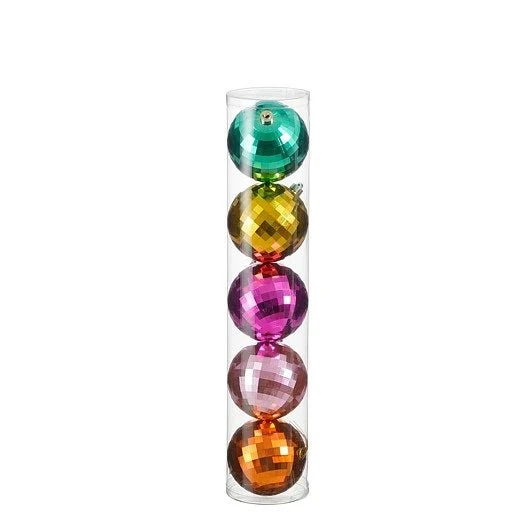 5pc Bauble Unbreakable Gold Green Pink Orange Fuchsia 15cm - Image 2
