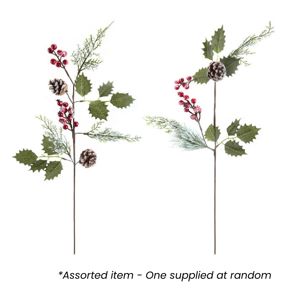 70cm Holly & Berry Pick Assorted - One Supplied*