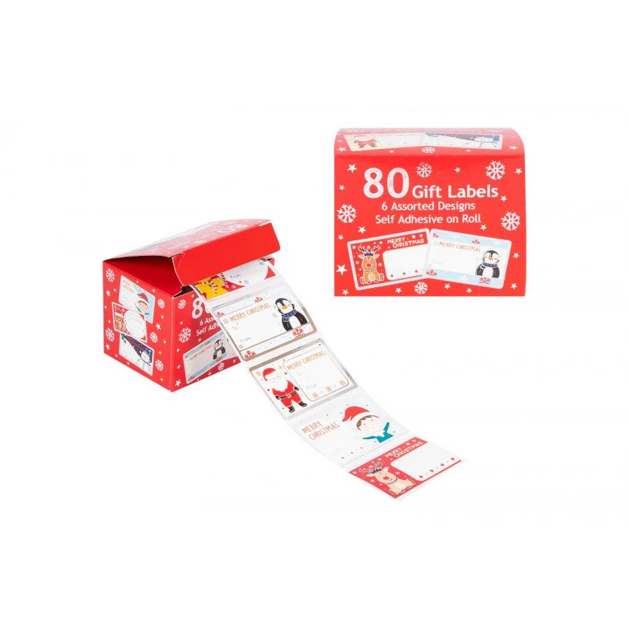 80 Pack Self-Adhesive Cute Gift Labels on Roll