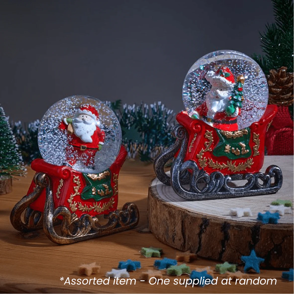 8cm Santa Sleigh SnowSphere - One Supplied*