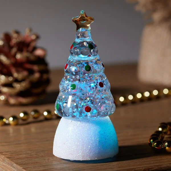 8cm SnowSwirl GlitterTree Battery Operated