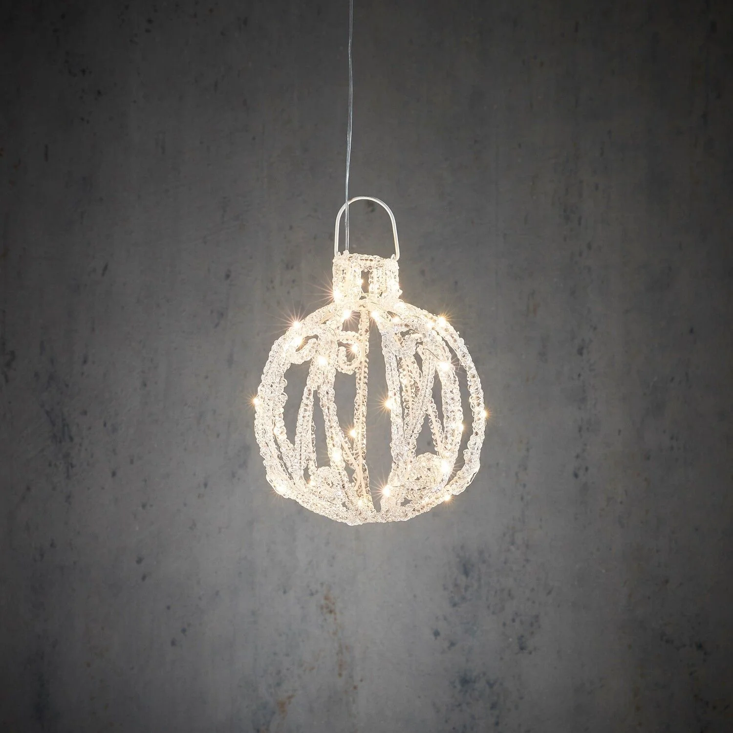 Acrylic Christmas Chandelier Silver IP44 Warm White 40 LED with Timer 20cm