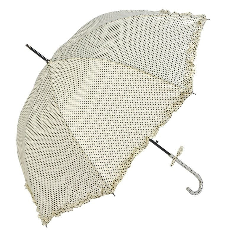 Adult Luxury Umbrella 90cm Beige Polyester Dots