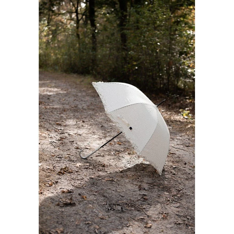 Adult Luxury Umbrella 90cm Beige Polyester Dots - Image 3