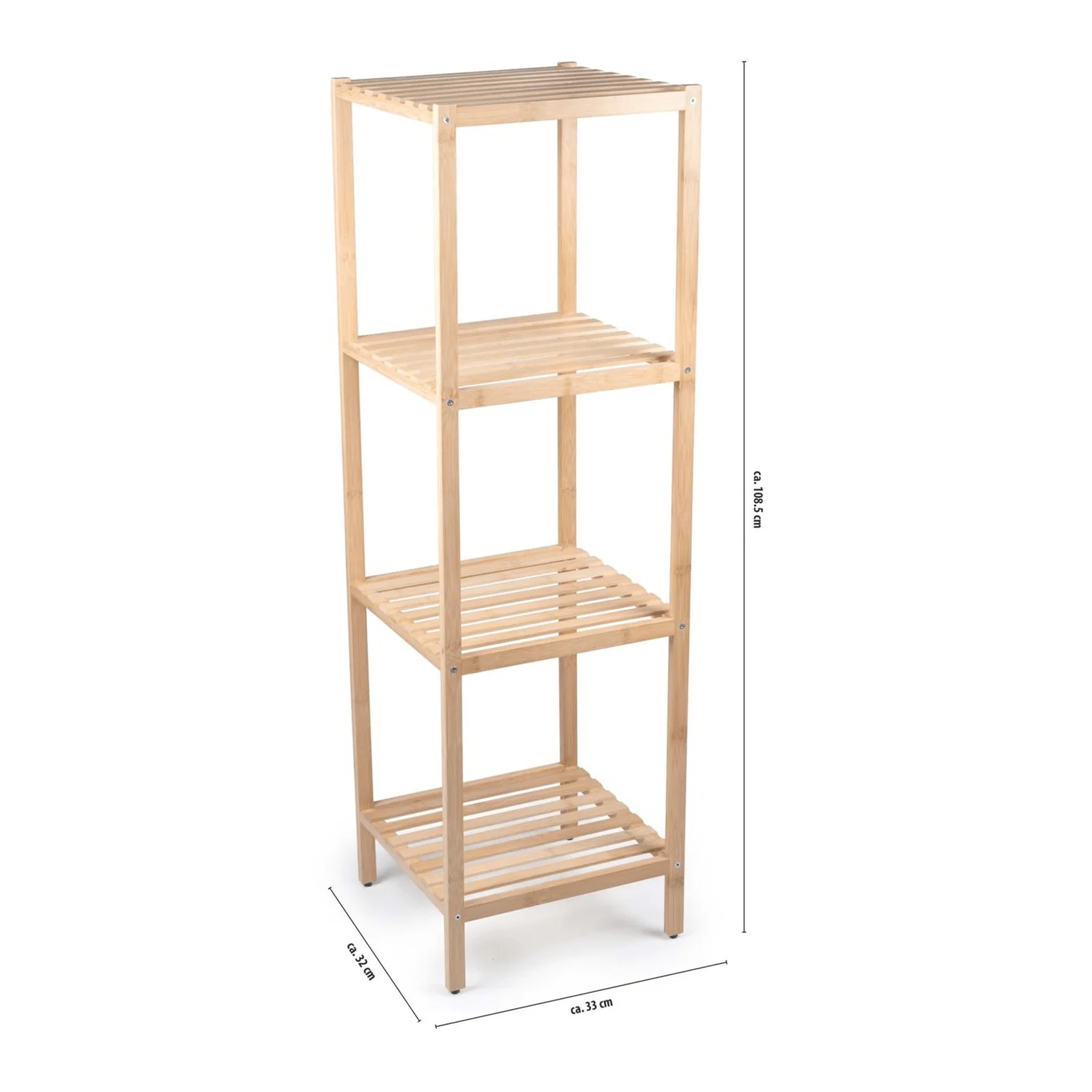 ALPINA Bathroom Rack 4 Tier Bamboo Storage 108.5cm - Image 3