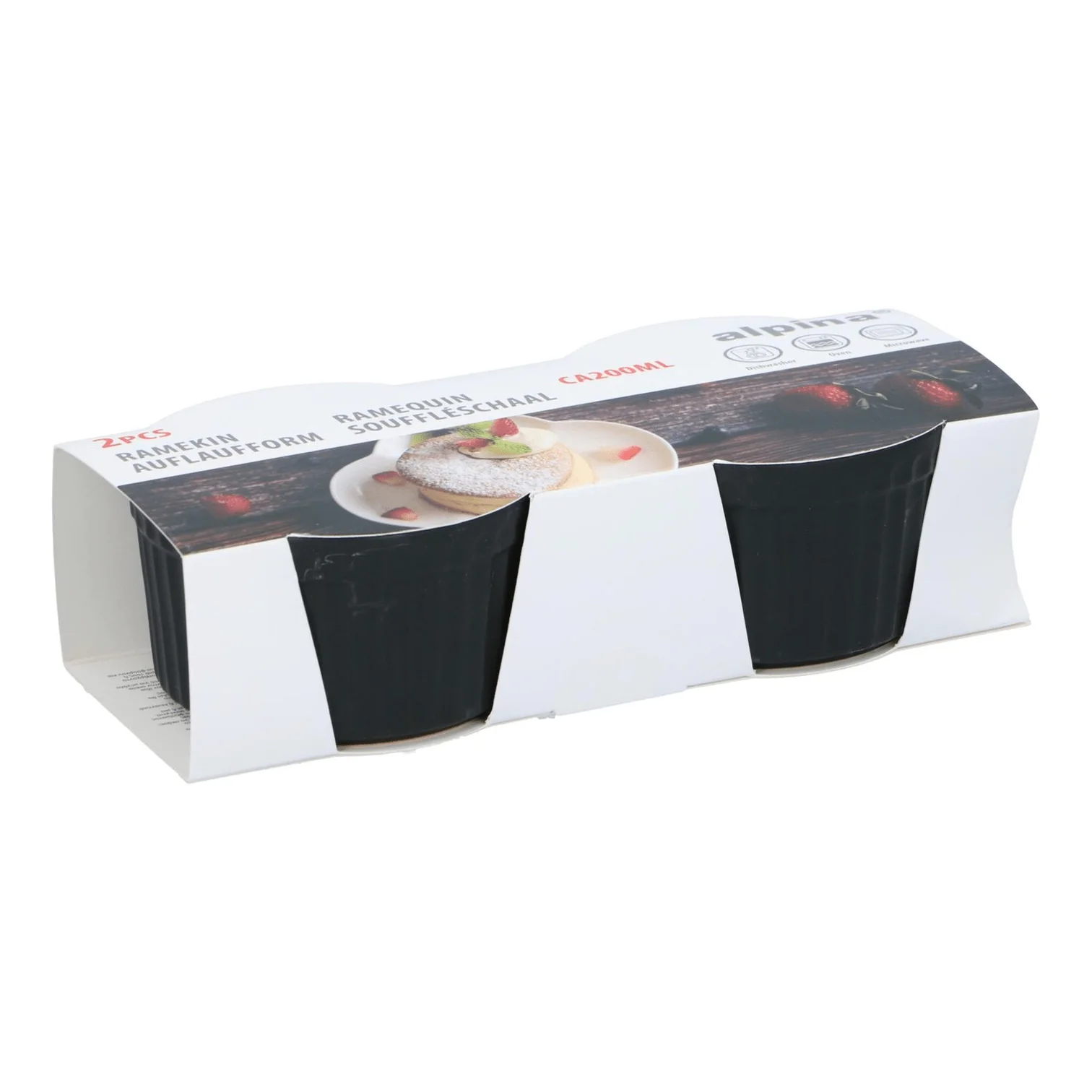 ALPINA Ramekin 160ml Black 9cm Pack Of 2