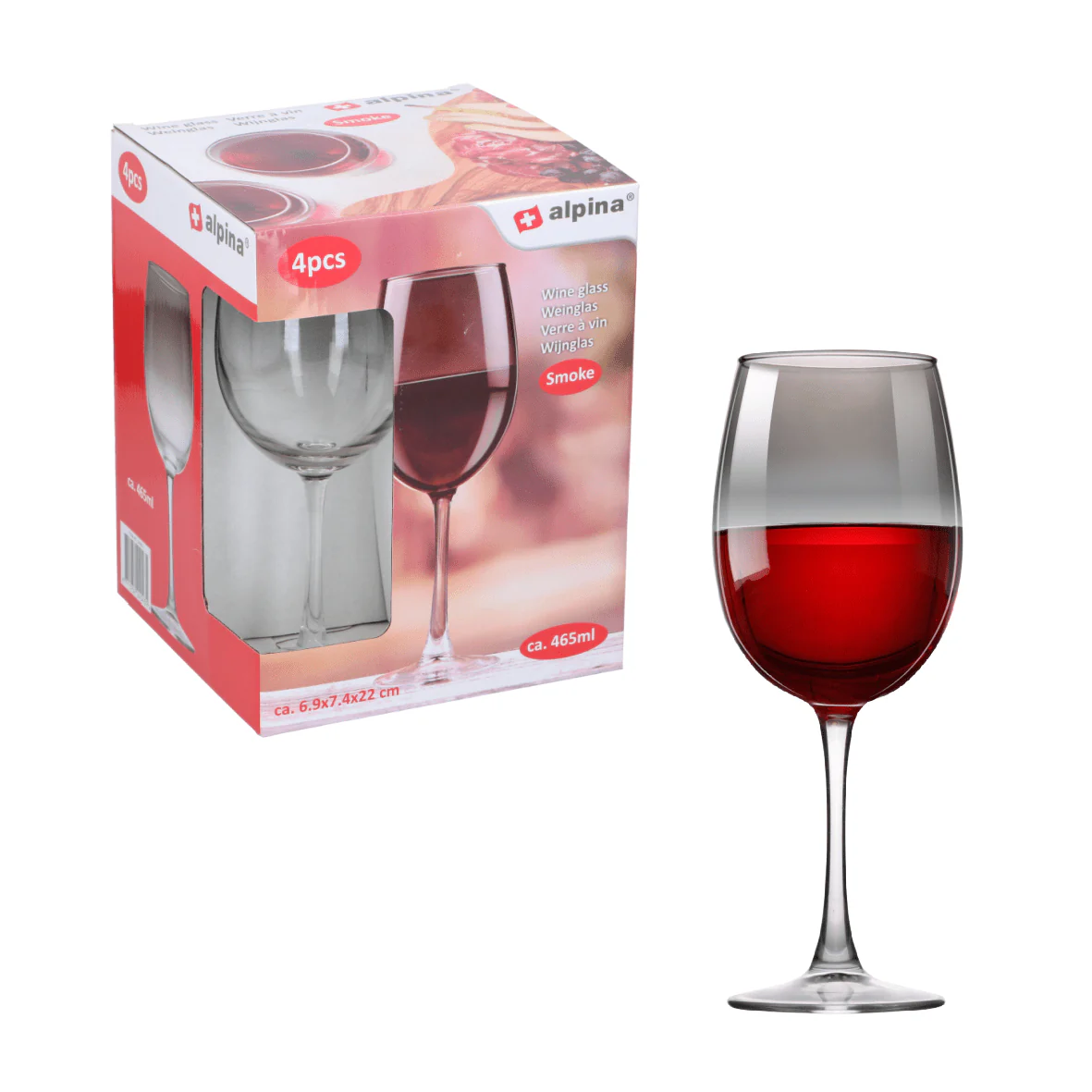 Alpina Smoke 465ml Red Wine Glass 4pk