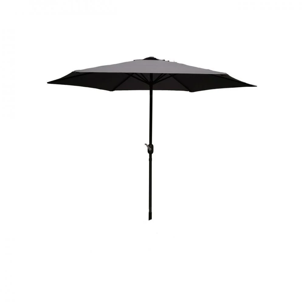 Aluminium Garden Parasol Umbrella 2.7M Crank & Tilt - Charcoal