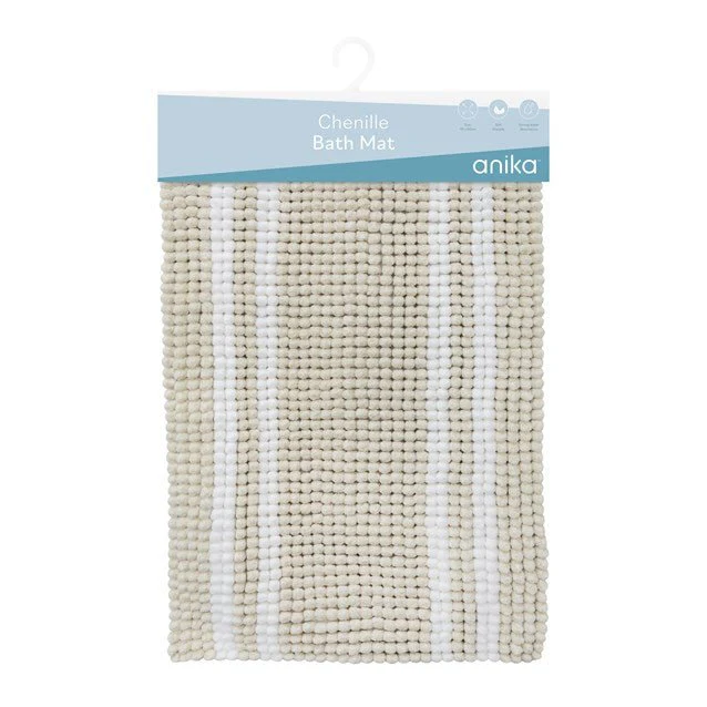 Anika Two Tone Chenille Bath Mat – Beige