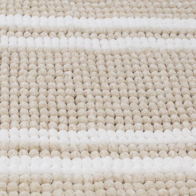 Anika Two Tone Chenille Bath Mat – Beige - Image 3