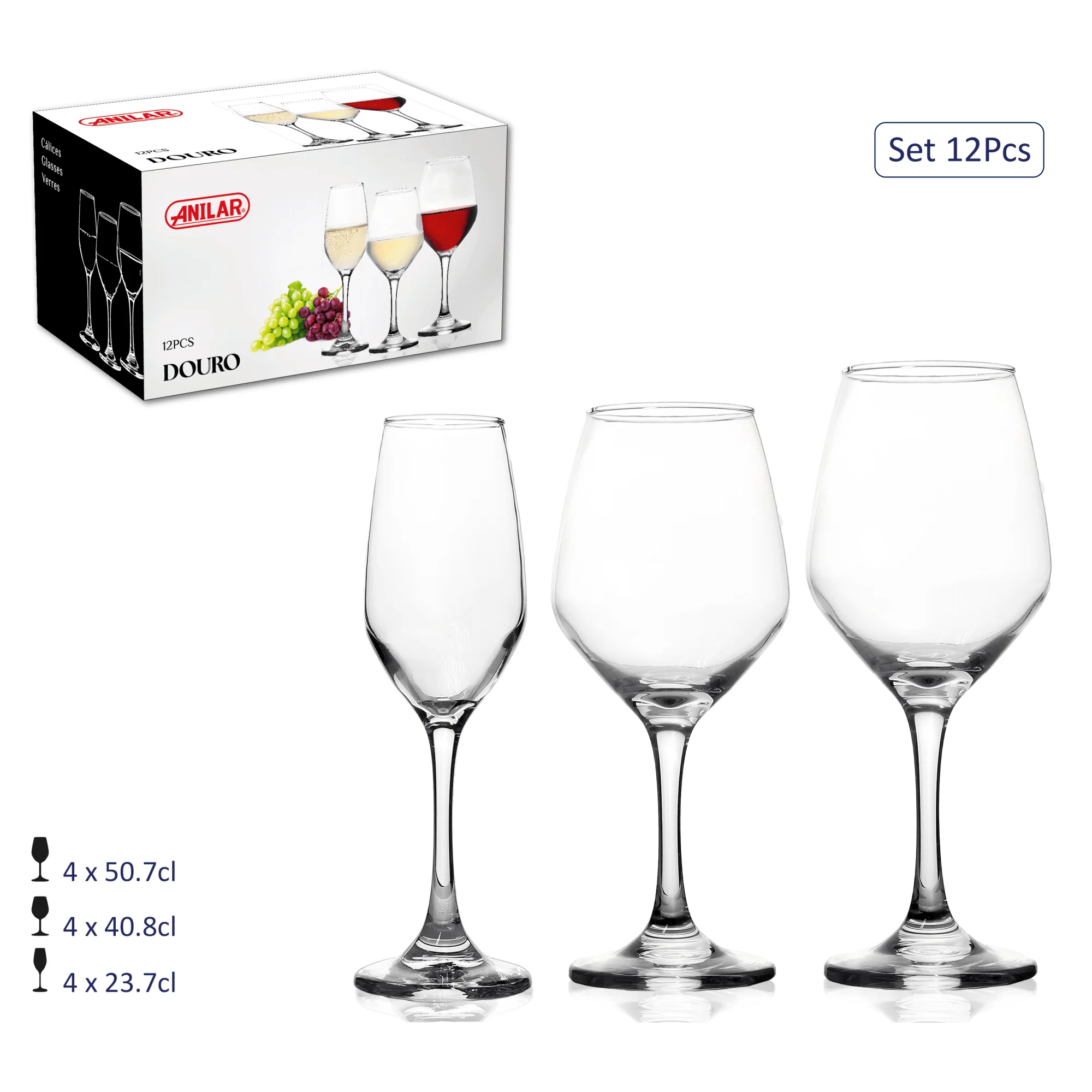 Anilar 12-Piece Stemware Glass Set – Douro Collection