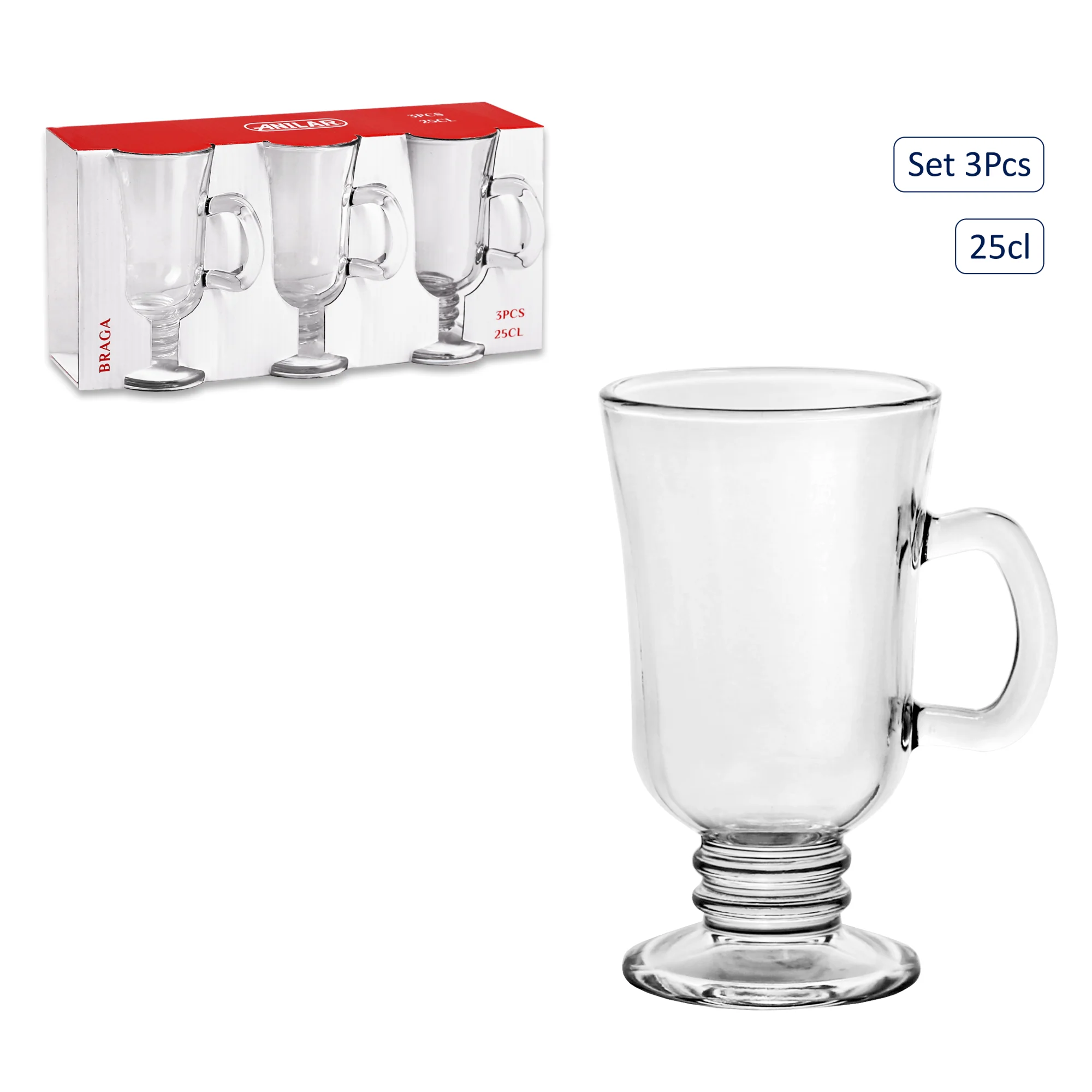 Anilar 3pc Irish Coffee Glasses 25cl
