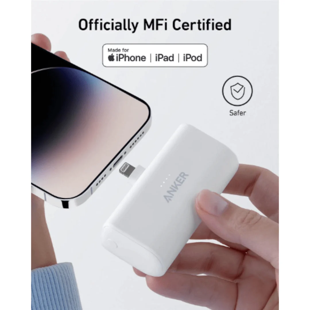Anker 621 12W Nano Built in Lightning Power Bank 5,000mah - White - Image 2