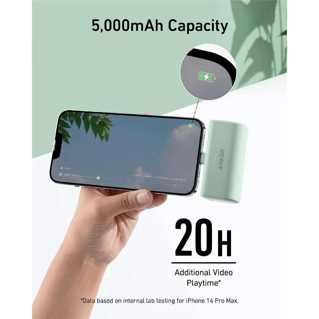 Anker 621 12W Nano Built in Lightning Power Bank 5,000mah - White - Image 4