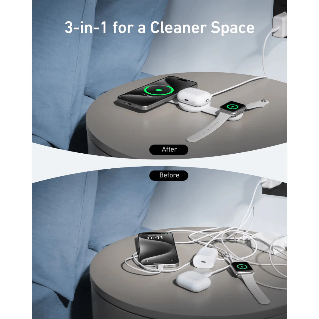 Anker MagGo 3 in 1 Wireless Charger Charging Pad Foldable - Black - Image 4