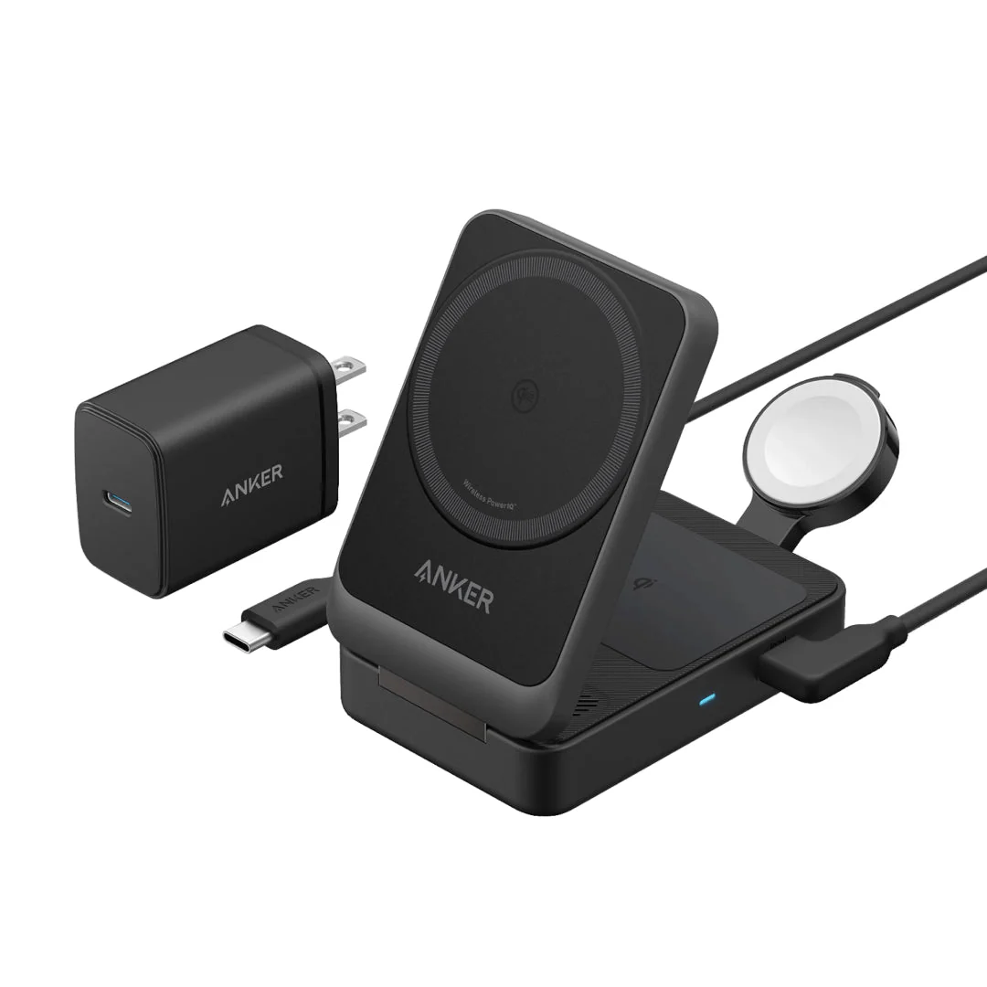 Anker MagGo Wireless Charging Station 15W Foldable 3 in 1- Black