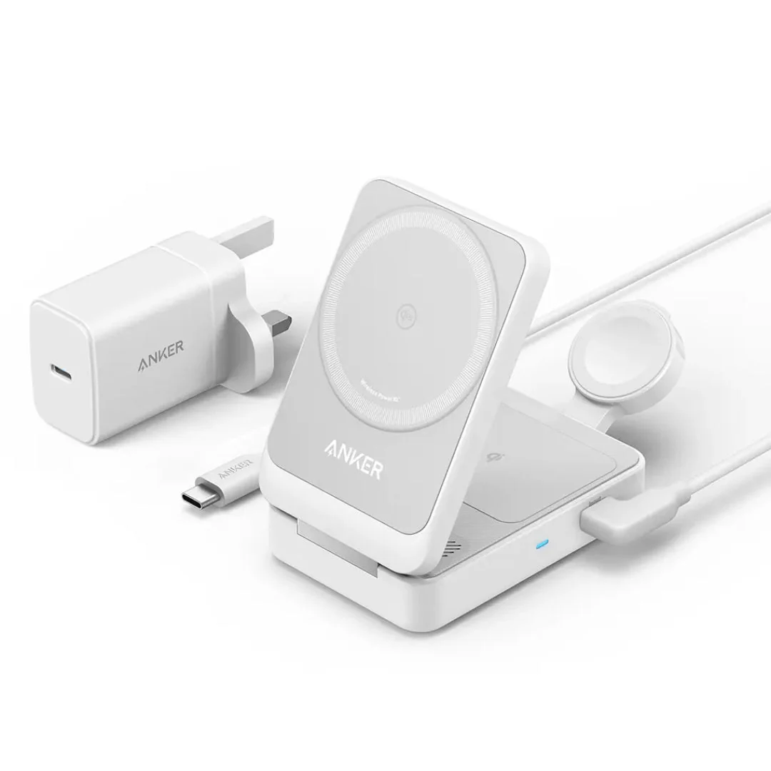Anker MagGo Wireless Charging Station 15W Foldable 3 in 1- White