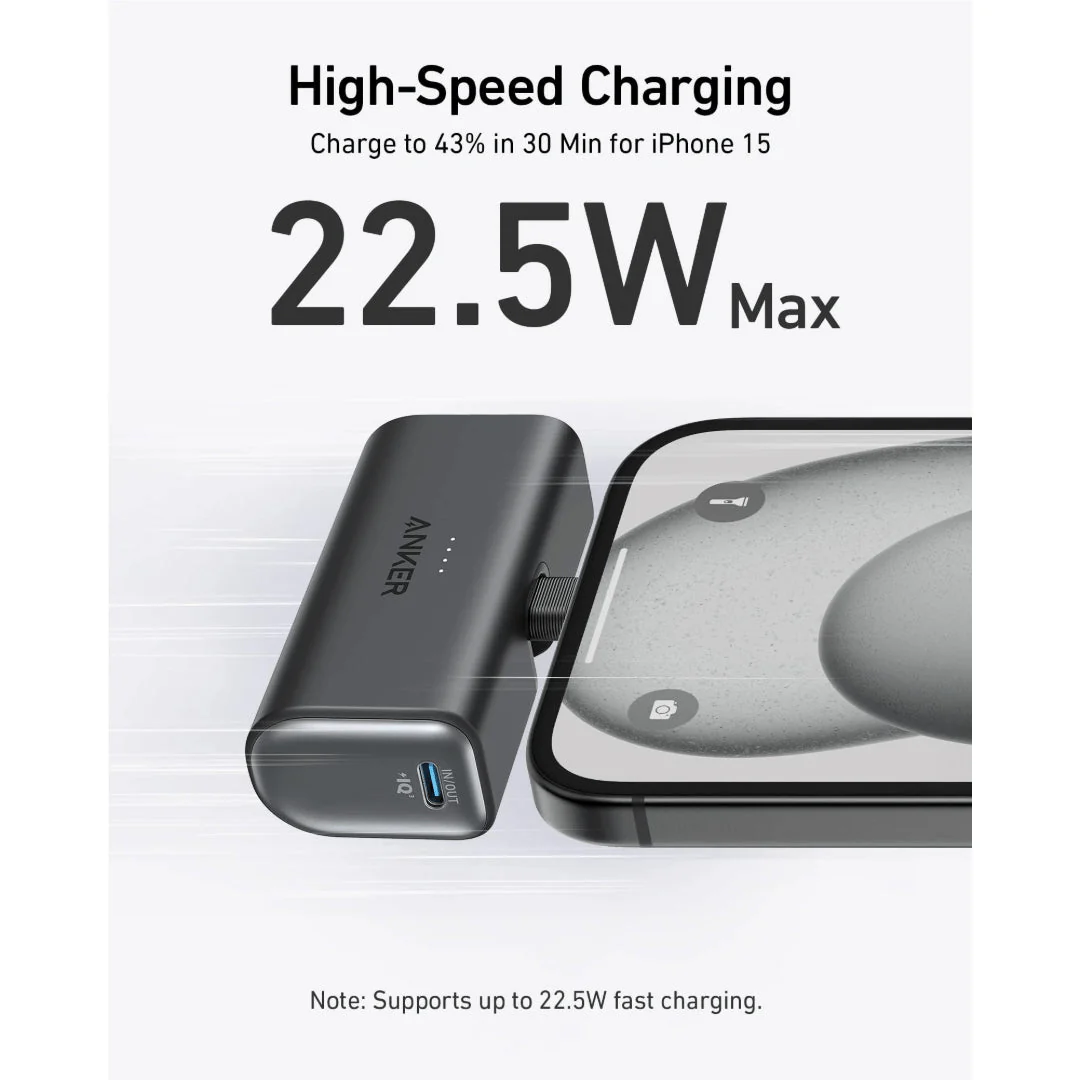 Anker Nano 22.5W Built in USB C Power Bank 5,000mah - White - Image 5