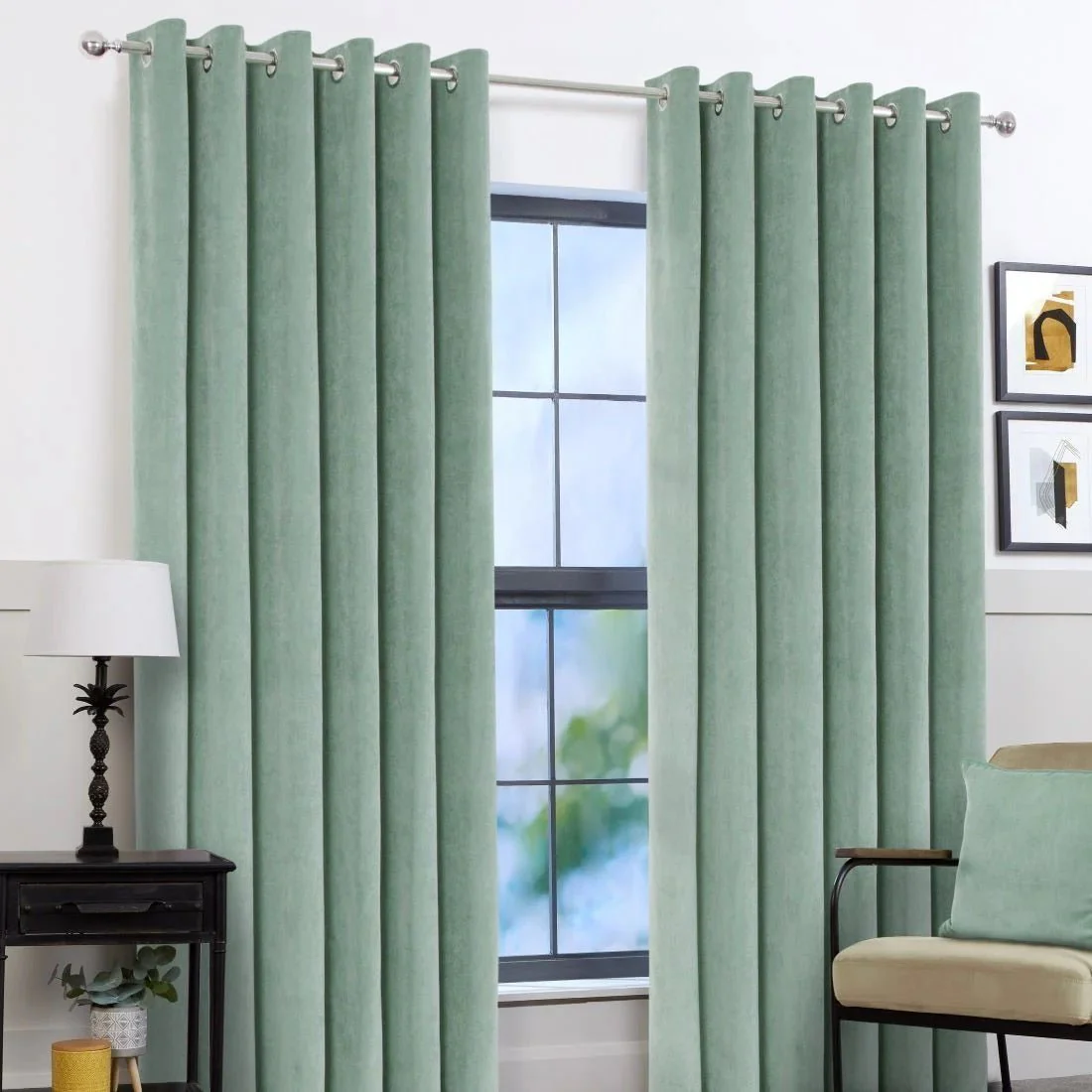 Arosa Eucalyptus Eyelet Curtains 90 x 90