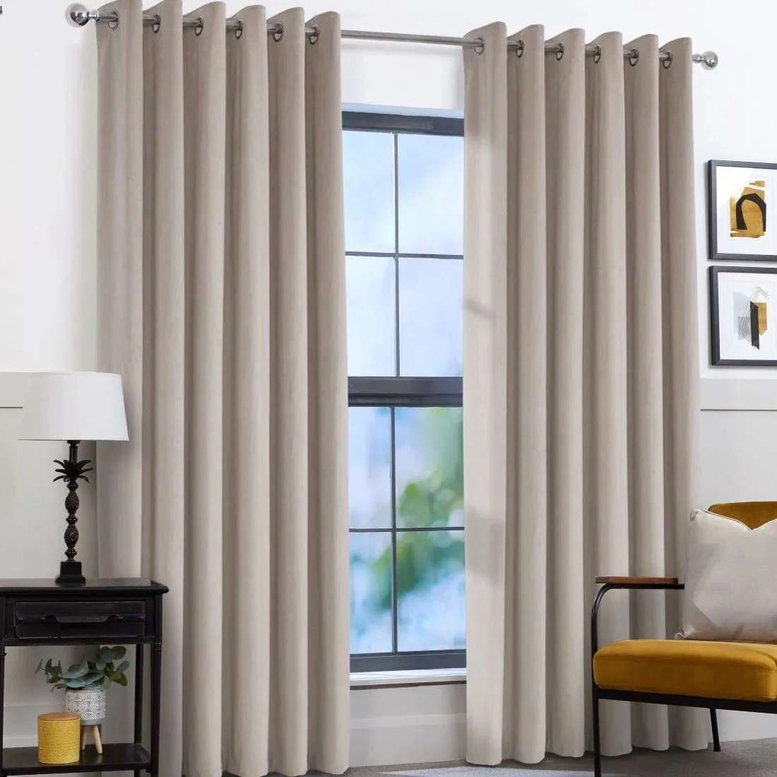 Aspen Sesame Eyelet Curtains 66 x 72 - Image 2
