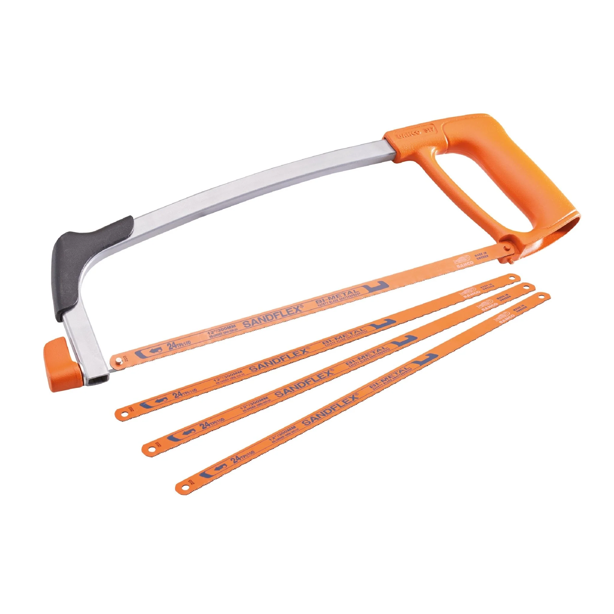 Bahco 300mm (12") Hacksaw with 3 EXTRA Blades