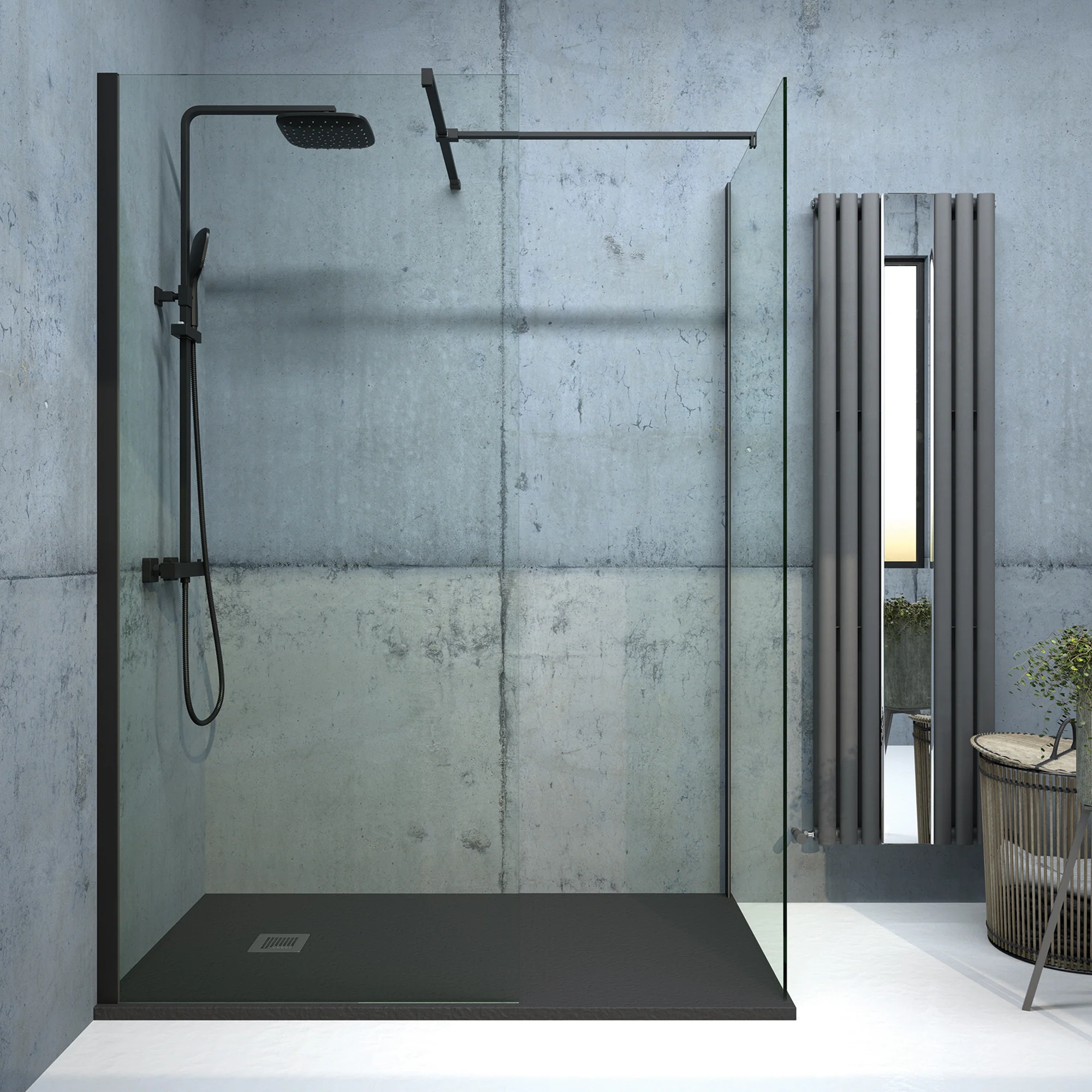 Bathroom Studio Aspect Black Wetroom Panel 1200mm BS2020