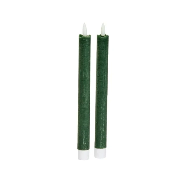 Battery Operated Faux Flame Table Candles, 2pk - Green