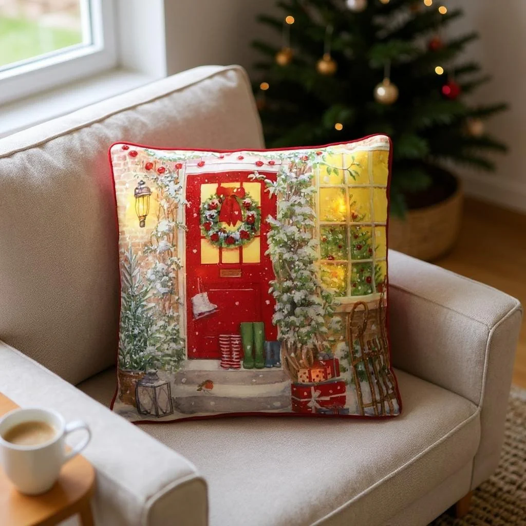 Battery Operated Lit Cushion Christmas Doorstep Magic 45 x 45cm - Image 2