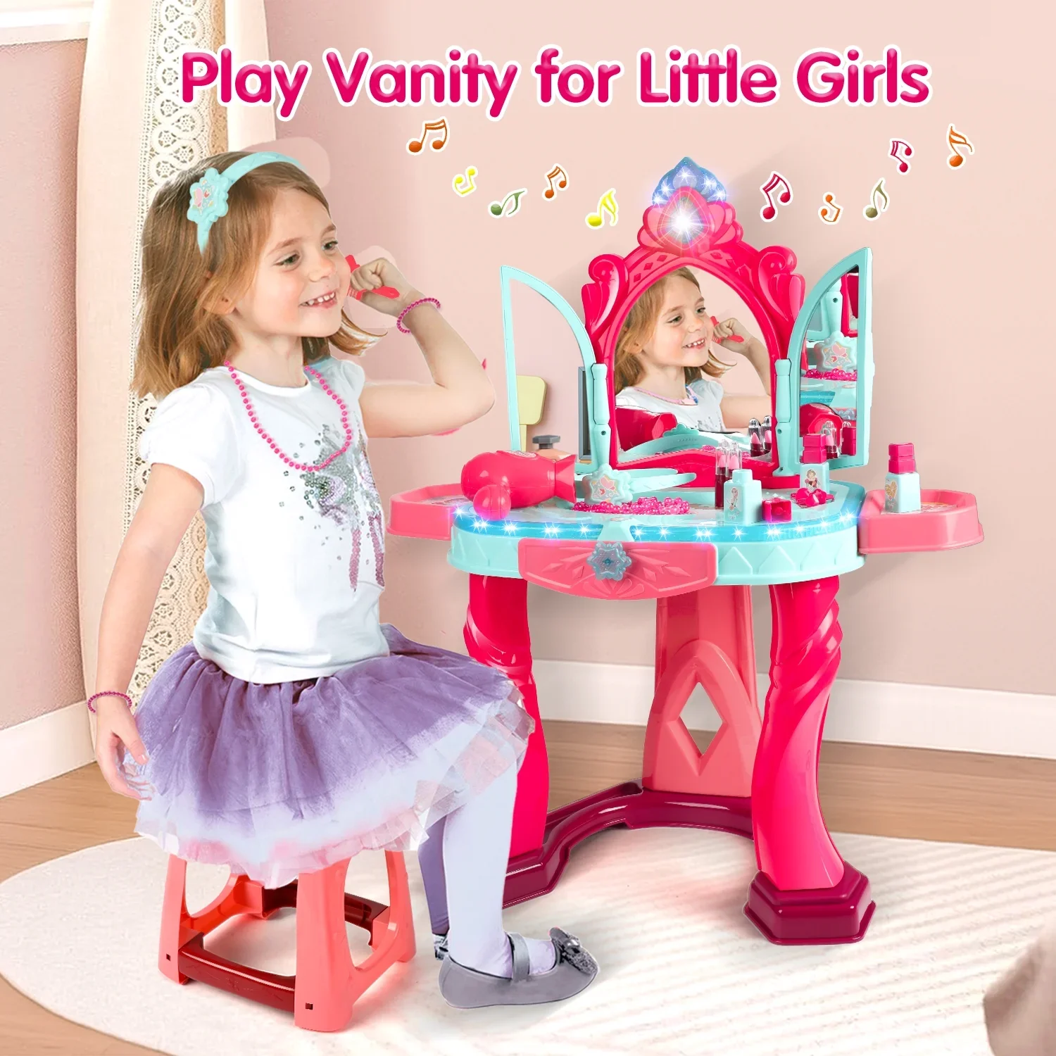 Beauty Vanity Table & Stool - Image 2