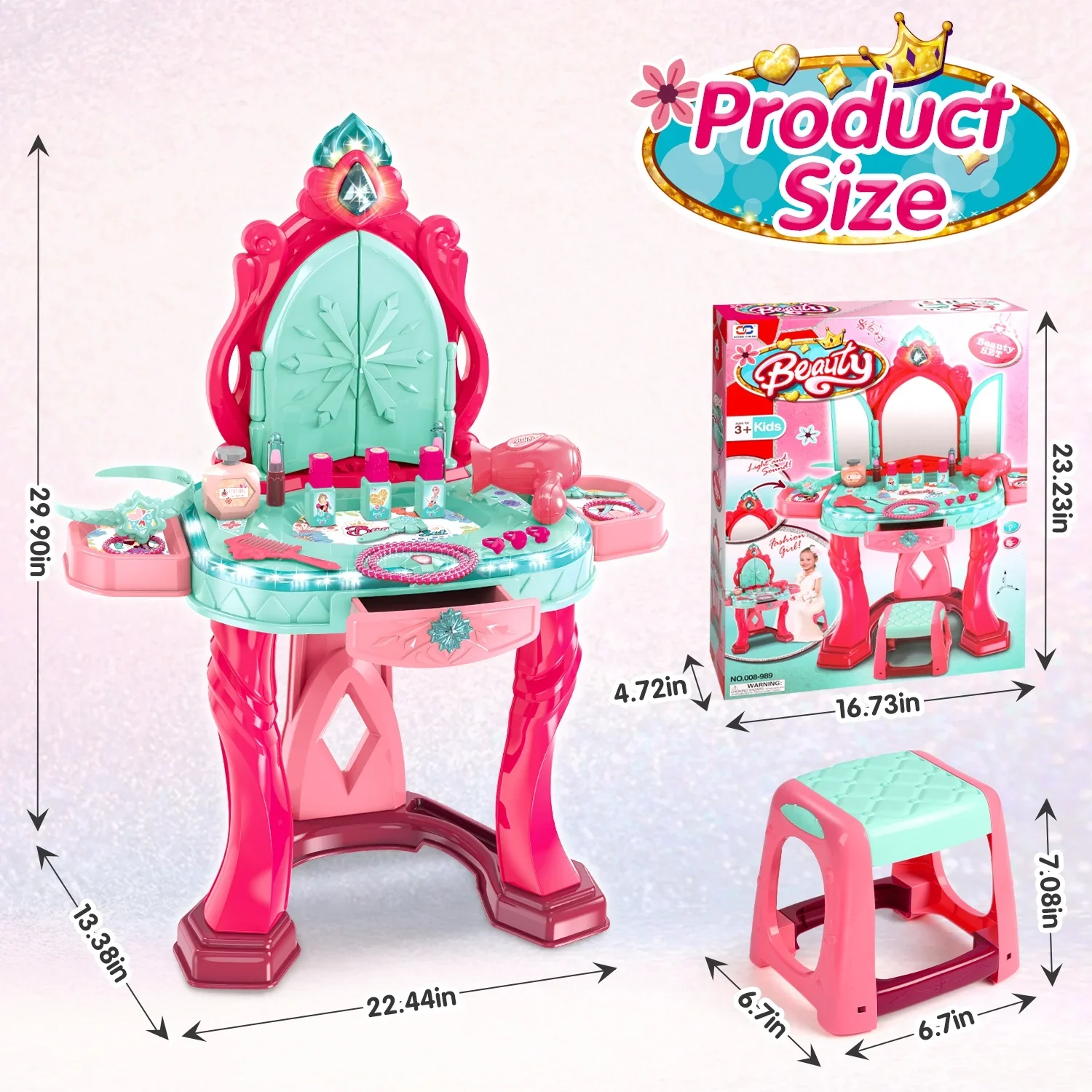 Beauty Vanity Table & Stool - Image 6