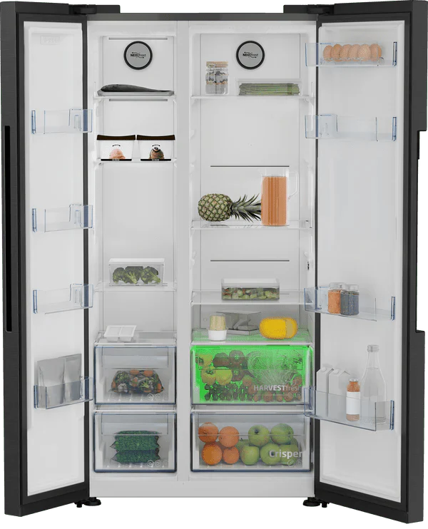 Beko Freestanding American Style Fridge Freezer with NeoFrost™ Black Steel | ASL1442VPZ - Image 2