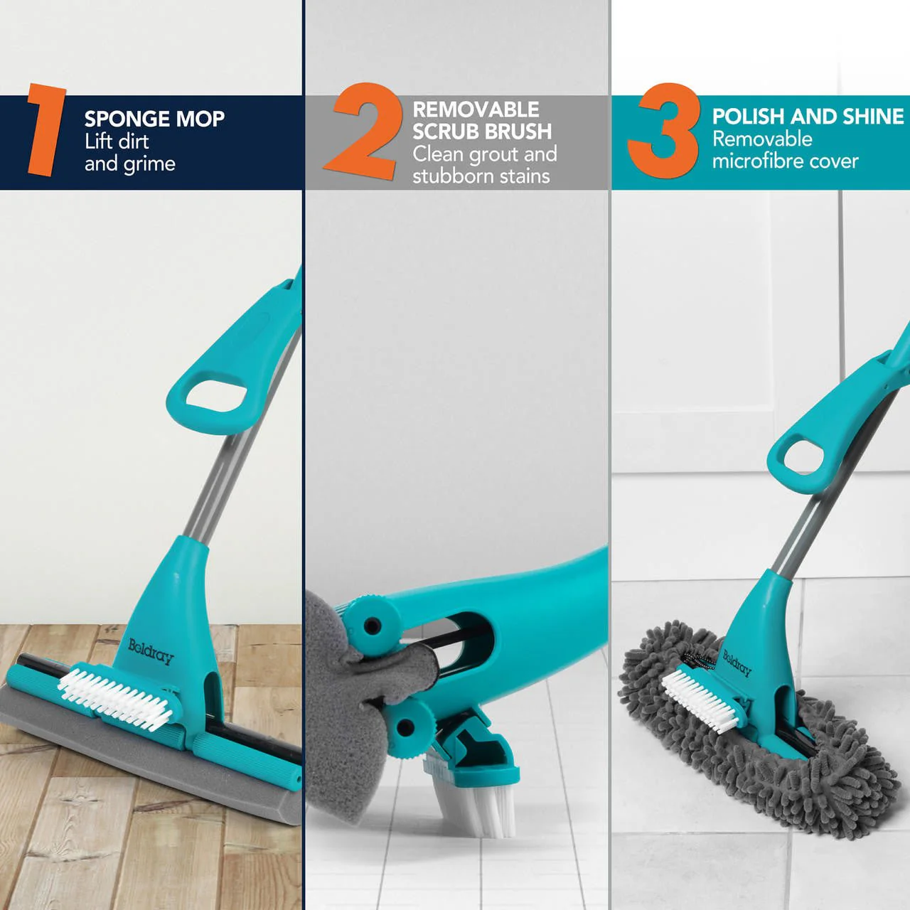 Beldray Deep Clean 3 in 1 Sponge & Scrub Mop Set with Easy Wring Function - Image 2