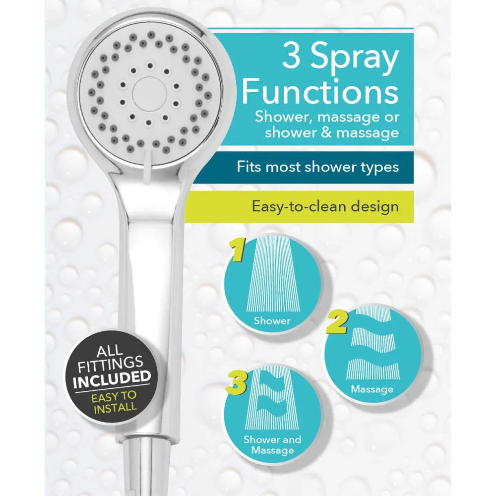 Beldray Three Function Shower Head – Chrome - Image 2