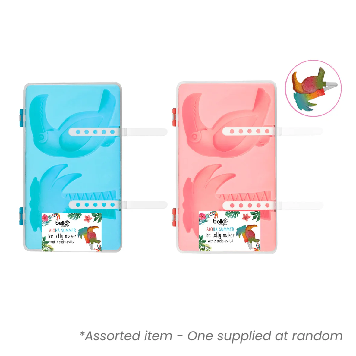 Bello Ice Lolly Mould 2 Section With Lid Assorted - One Supplied*