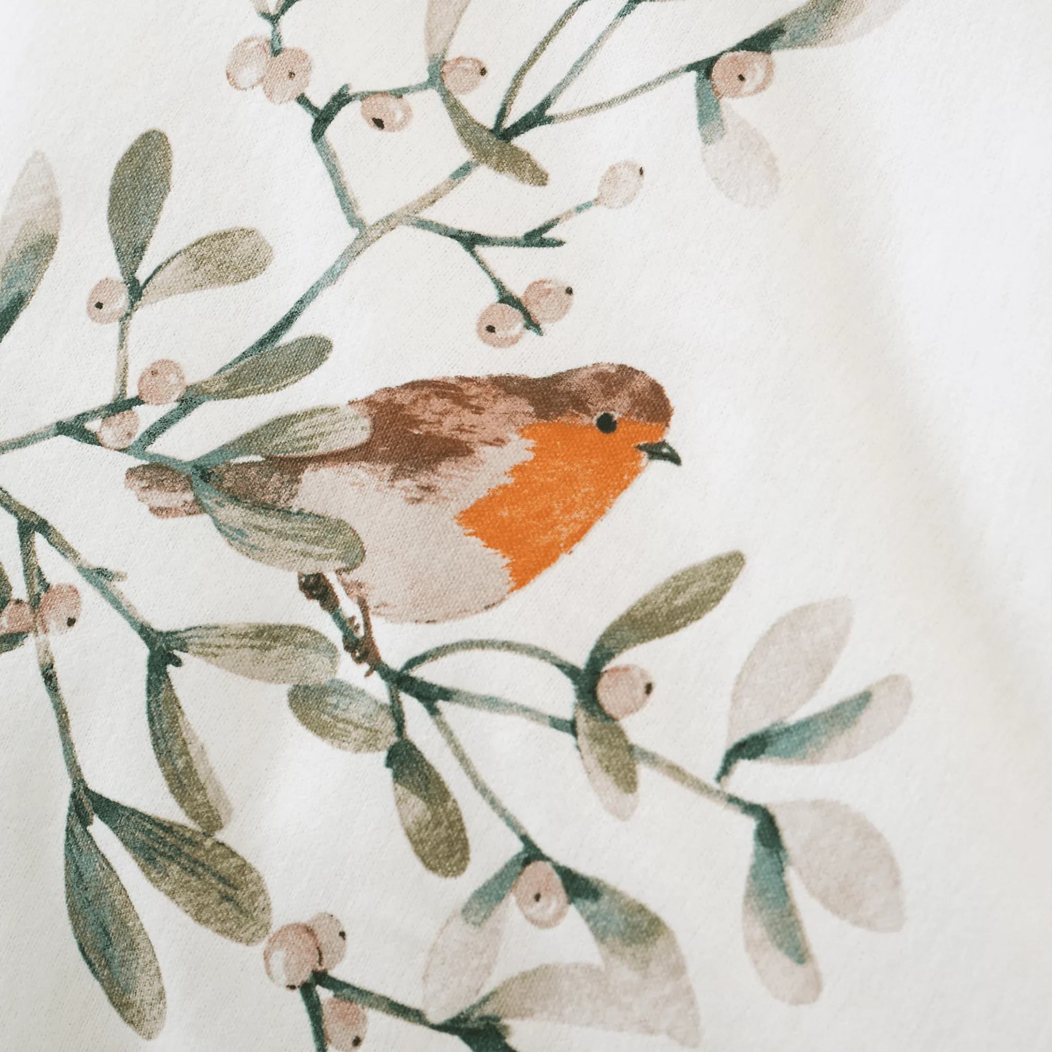 Bianca Brushed Cotton Mistletoe Robins Reversible Duvet Cover Set Single - Image 3