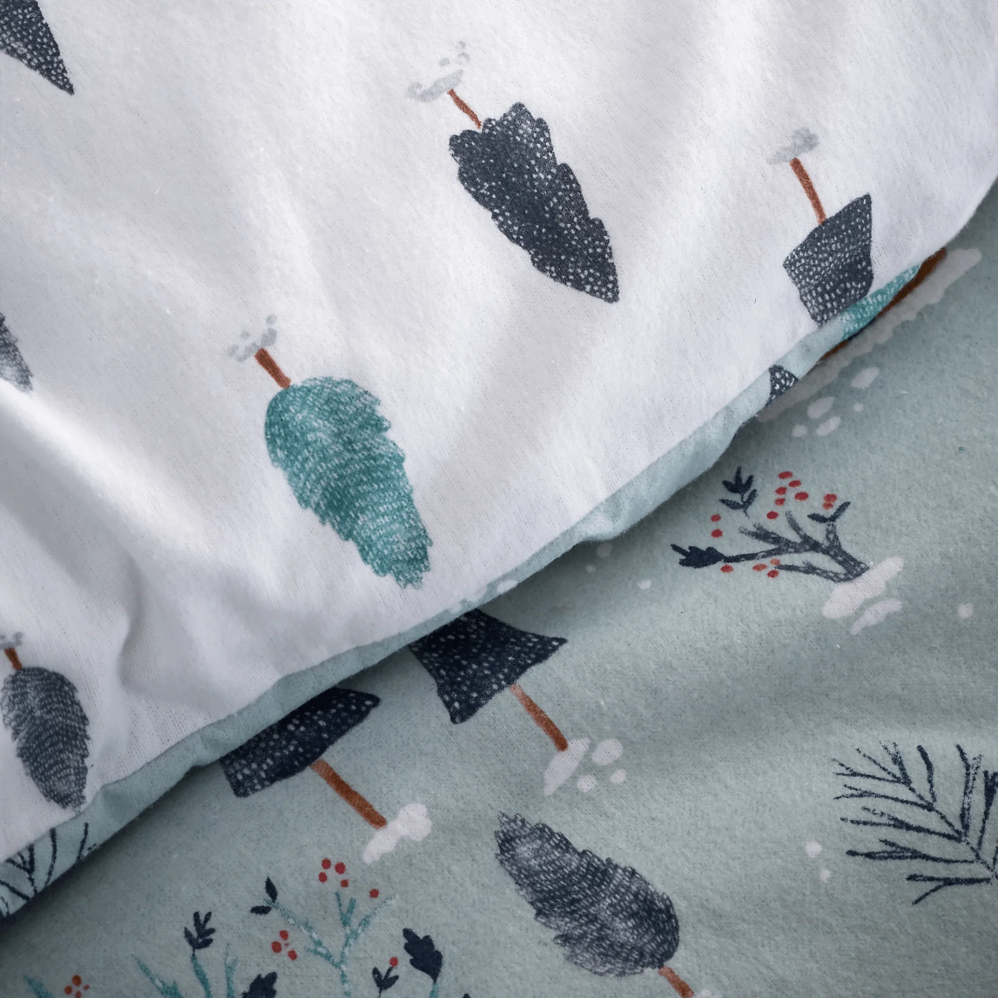 Bianca Brushed Cotton Reversible Winter Scene Duvet Cover Set Superking - Image 5