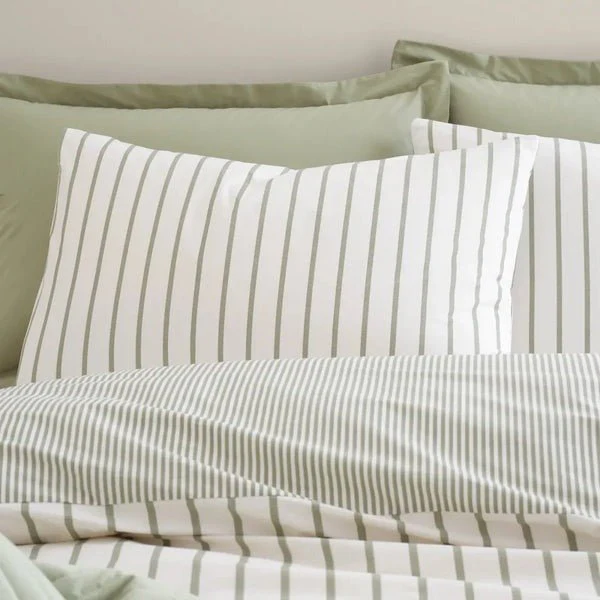 Bianca Hampton Stripe Green 200 Thread Count Duvet Cover Set – Double - Image 2